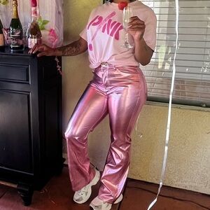 Metallic Pink Women's Pants